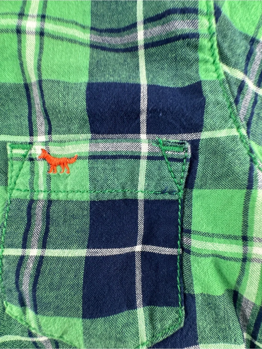Carter's Navy and Green Plaid Matching Set with drawstring waist jeans 12m